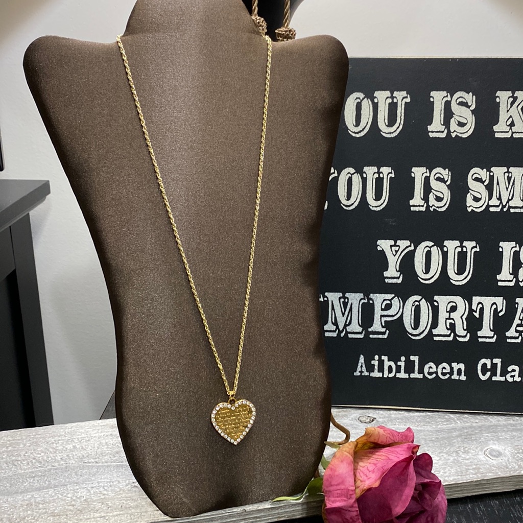 Nwot Bebe Gold Tone & Clear Crystals Heart Necklace!